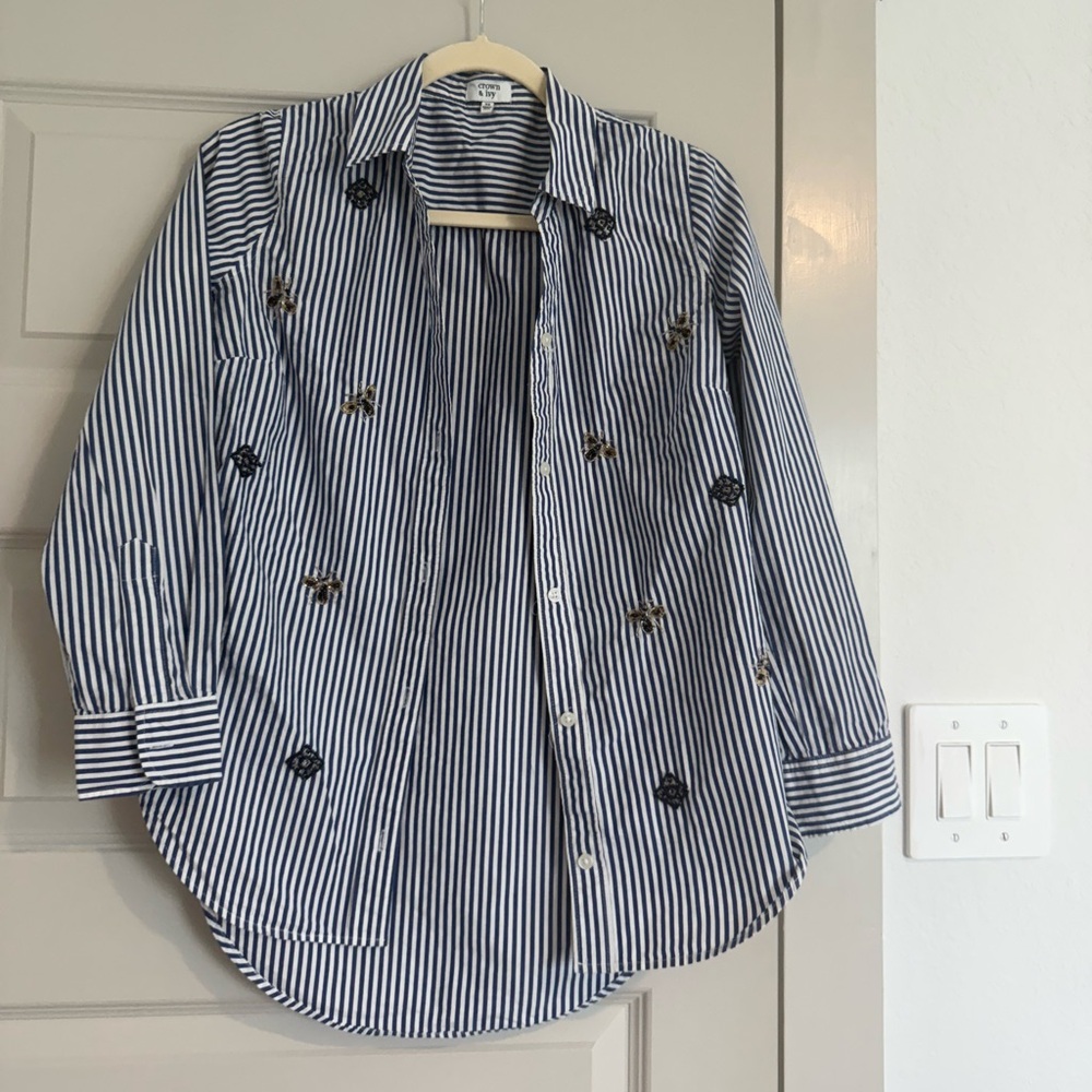 Stripped embroidered top